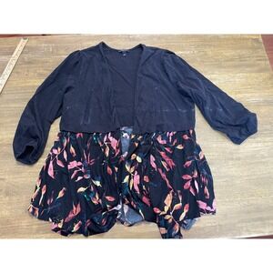 Torrid Sweater, Women's Size 2X, Black, Floral, Long Sleeve, Open Cardigan